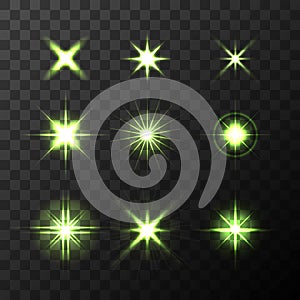 Light Glow Flare Stars Effect Set vector stock illustration