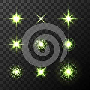 Light Glow Flare Stars Effect Set vector stock illustration