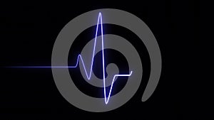 Light, glowing neon animation . Blue Heart Line, Heart rhythm, heart beat pulse. Abstract heart beats cardiogram on