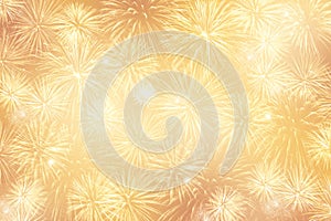 Light Golden festive background with lots of fireworks