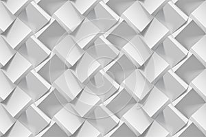 Light gray abstract seamless geometric pattern. Realistic 3d cubes from white paper. Vector template for wallpapers