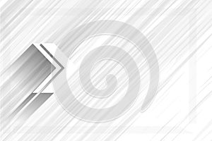 Light gray background with dynamic diagonal lines, background with pointer. Gray arrow with shadow on a light gray background