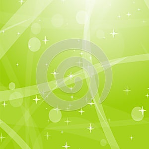 Light green abstract background with stars, circles and stripes. Flat vector illustration.