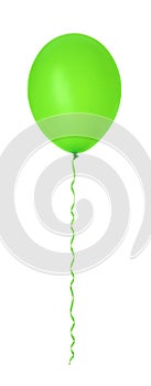 Light green balloon with ribbon isolated on white