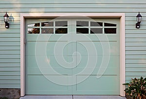 Light green garaage door