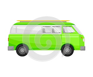 Light green minivan. Vector illustration on a white background.
