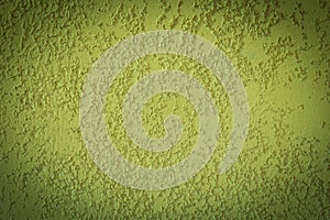 Light green paint rough plaster wall solid background structure dark vignette abstract design structure