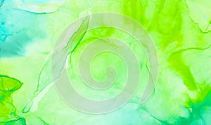 Light green spring shades abstract watercolor painted paper textured effect background. Aquarelle illustration for grunge design