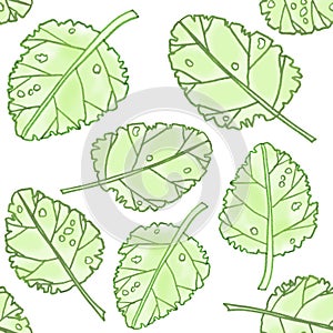 Light green spring watercolor graphic leaves seamless pattern