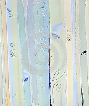 Light green strips of thick layers of paint, plaster
