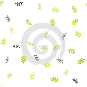 Light Green, Yellow vector seamless abstract background with leaves.