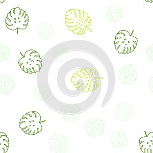 Light Green, Yellow vector seamless abstract design with flowers, leaves.