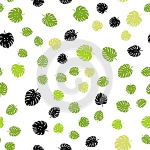 Light Green, Yellow vector seamless abstract pattern with leaves.