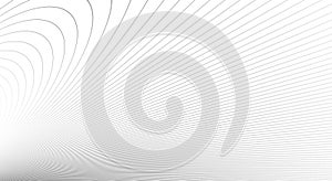 Light grey lines in 3D perspective vector abstract background, dynamic linear minimal design, wave lied pattern in dimensional and