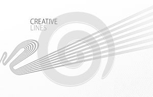 Light grey lines in 3D perspective vector abstract background, easy and soft cool illustration.
