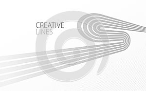 Light grey lines in 3D perspective vector abstract background, easy and soft cool illustration, smooth motion.
