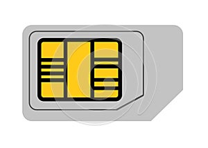 A light grey telecommunication sim card stack in the standard mini micro and nano configuration white backdrop