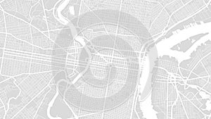 Light grey and white Philadelphia city area vector background map, streets and water cartography illustration