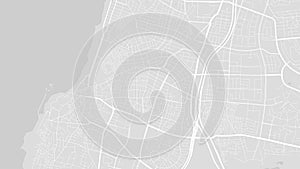 Light grey and white Tel Aviv Yafo city area vector background map, streets and water cartography illustration