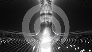 Digital wave particles creating data stream funnel