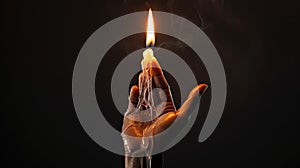 light hand holding candle