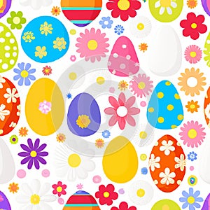 Light and happy many colorful decorated Easter eggs background