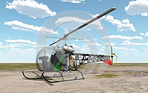 Light helicopter on an airfield