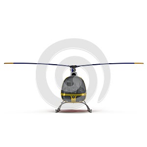 Light Helicopter Front View On White Background 3D Illustration Isolated