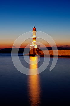 Light house harbor Hania, Crete, Greece Sunset