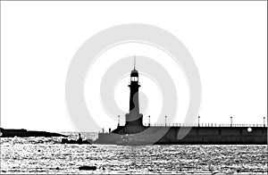 Light house tower in the openning of almontazah gulfe - in alexandria Egypt photo