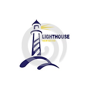 Light house with yellow light logo