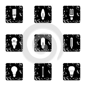 Light icons set, grunge style