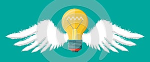 Light idea bulb with wings