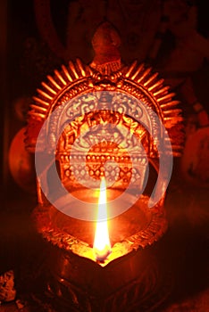 A light of indian treditional religious brass holy lamp