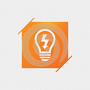 Light lamp sign icon. Bulb with lightning symbol.