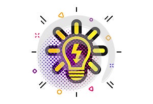 Light lamp sign icon. Bulb with lightning symbol. Vector