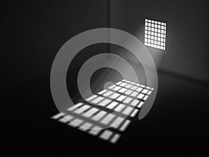 Light through the latticed prison window photo