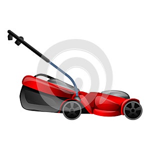 Light lawn mower icon cartoon vector. Power motor