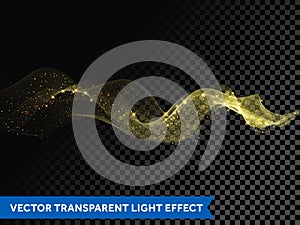 Light line gold swirl effect. Vector glitter light fire flare trace photo