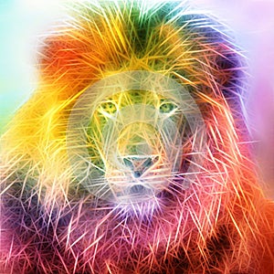 Light Lion colorful abstract art portrait