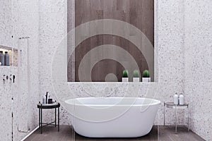 Light marble bathroom interior. Hotel, luxury design concept.