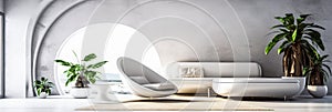 light modern living room interior design, eco-futuristic in white tones, light, minimalistic eco concept of the future
