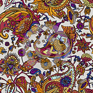 Light modern seamless paisley pattern. Based on the traditions of oriental patterns