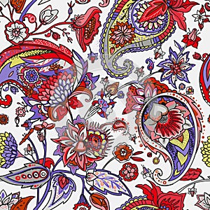 Light modern seamless paisley pattern. Based on the traditions of oriental patterns