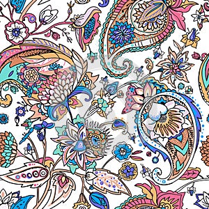 Light modern seamless paisley pattern. Based on the traditions of oriental patterns