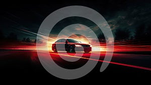 Light motion background with car silhouette