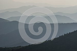 Light on the mountains of the Smokies.
