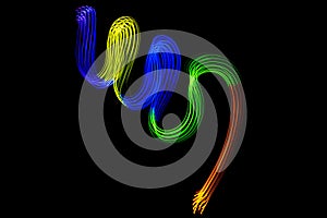 Light Neon Trails Colorful Wave Isolated on black background