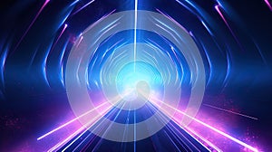 Light neon tunnel, abstract neon background. AI generation