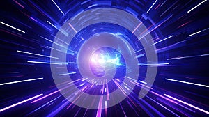 Light neon tunnel, abstract neon background. AI generation